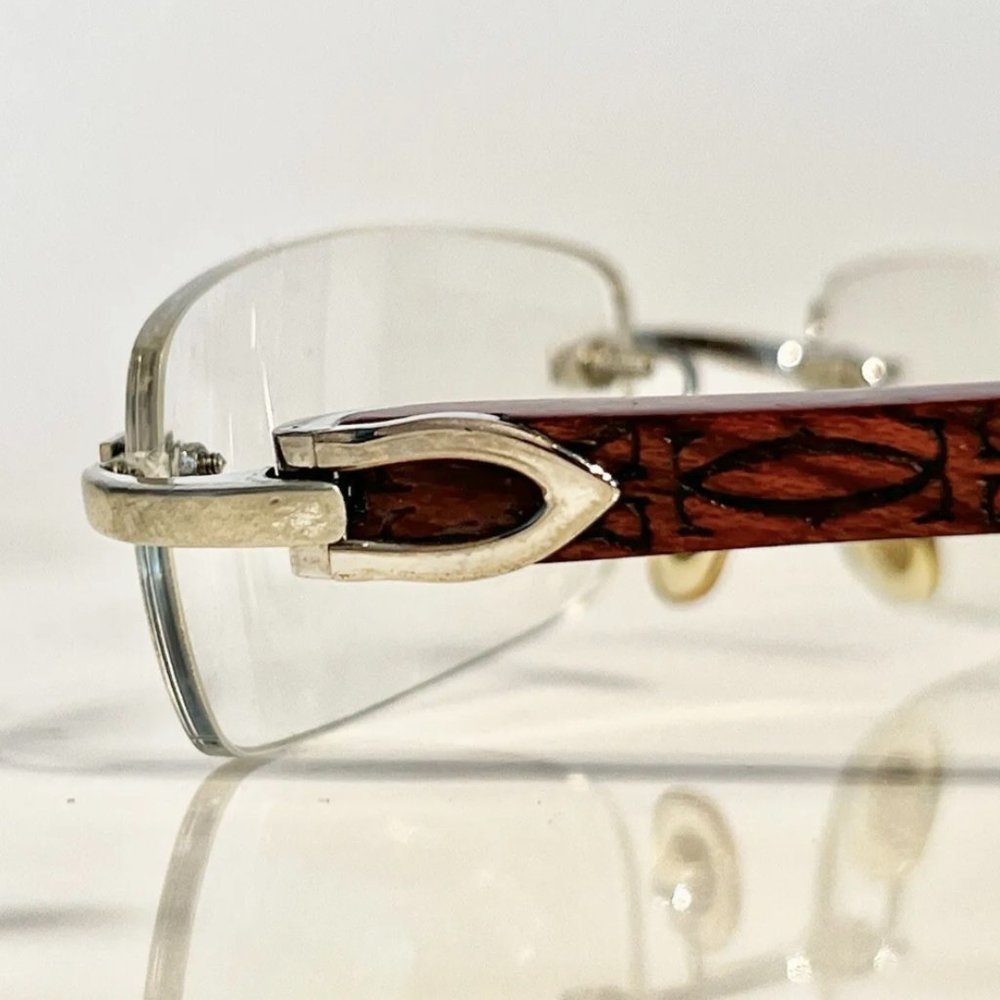 Cartier Logos Wood Platinum Vintage Frames Sunglasses… Gem
